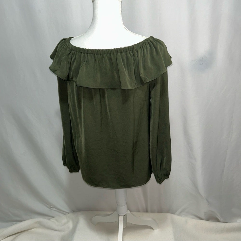 Michael Kors Relaxed Green Ruffled Blouse - Picture 4 of 5